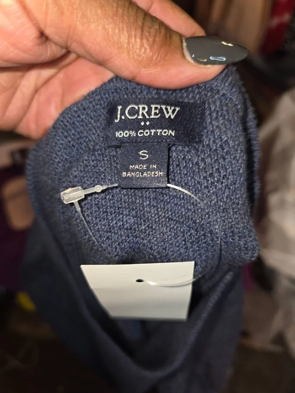 J.Crew Blue Cotton Crewneck Sweater Small Lightweight Knit